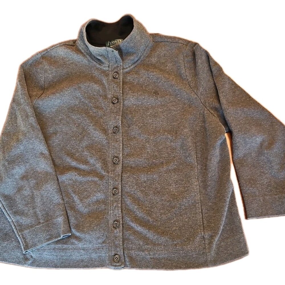 Ralph Lauren Womens Gray Button Up Jacket, Size 3X
